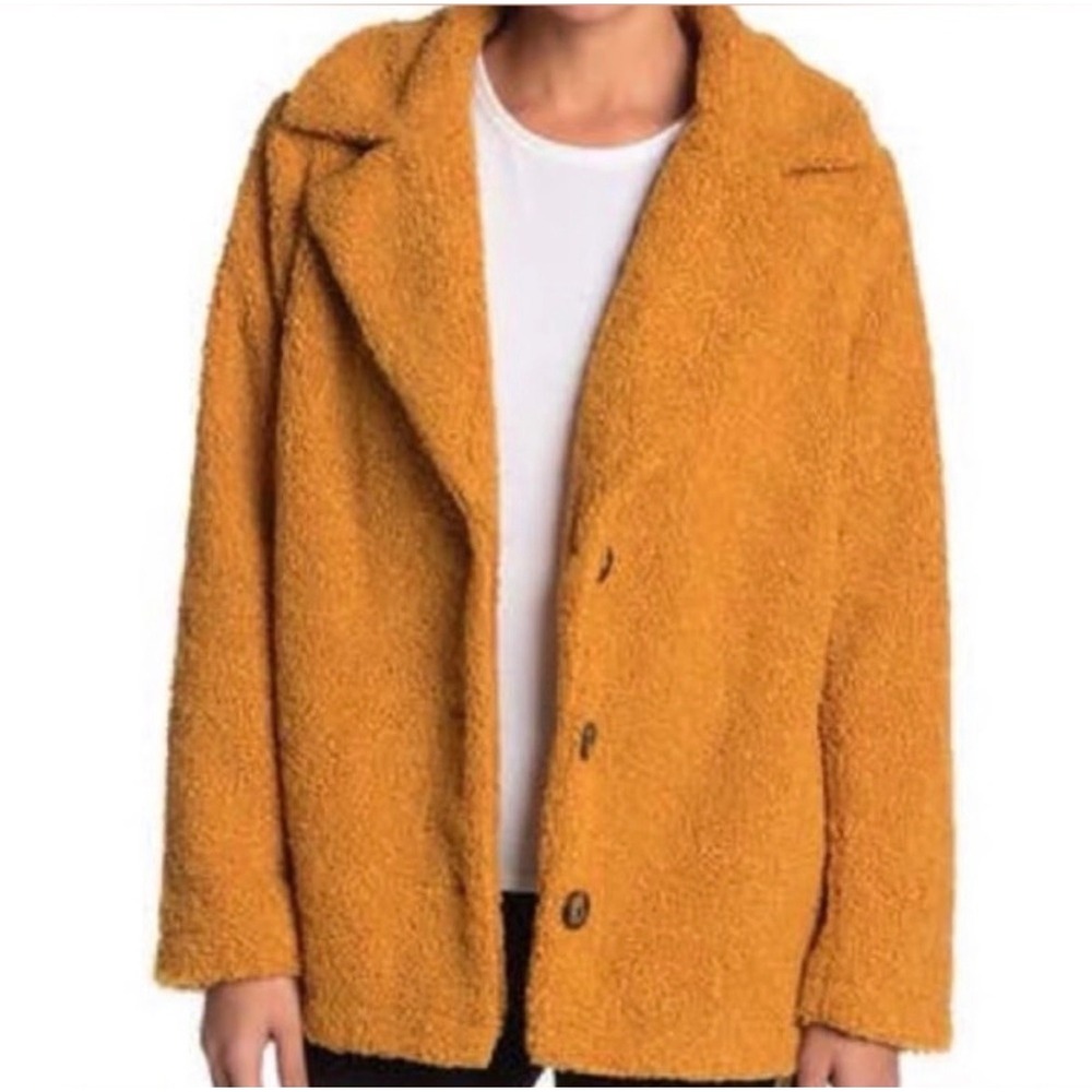 Sanctuary Yellow Jacket Coat Teddy Women's Size Medium Soft Classic Design